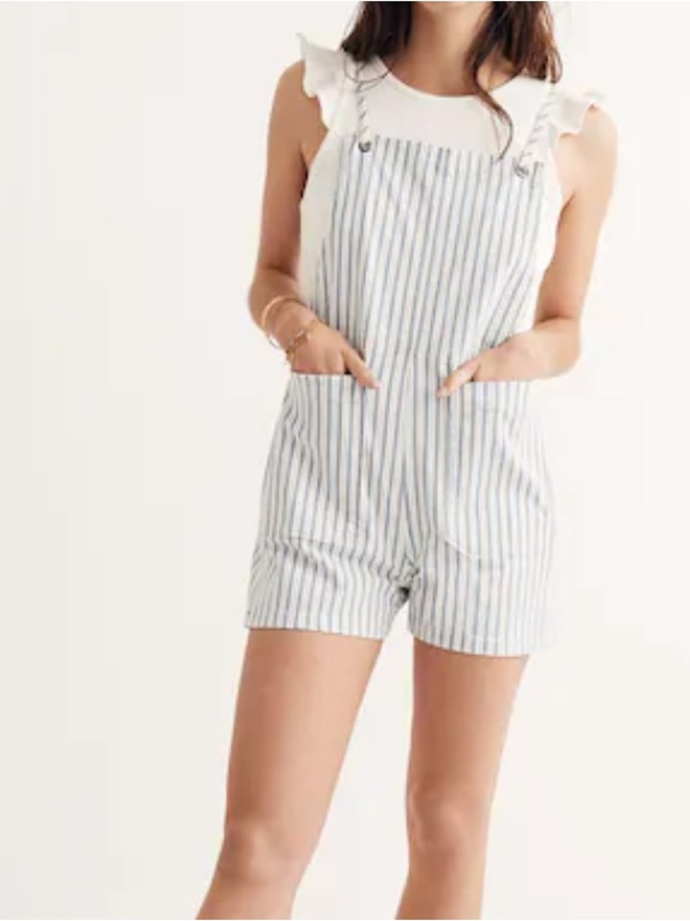 Madewell Denim Tie-Strap Short Overalls